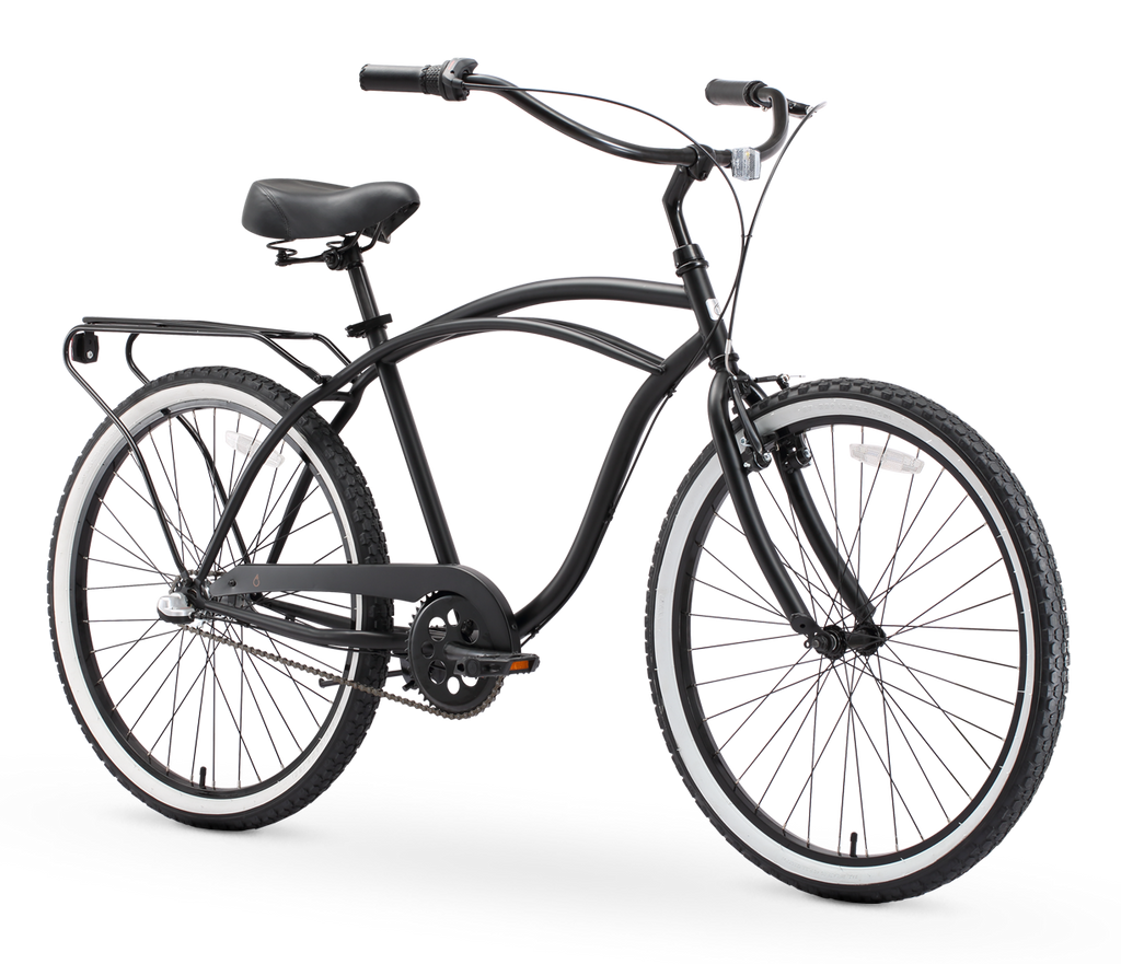 sixthreezero Around the Block Men's 24" 3 Speed Beach Cruiser Bicycle with Rear Rack