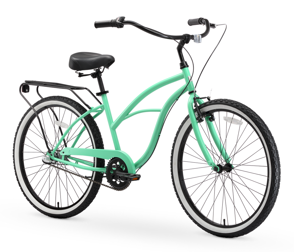 sixthreezero Around the Block Women's 24" 3 Speed Beach Cruiser Bicycle with Rear Rack
