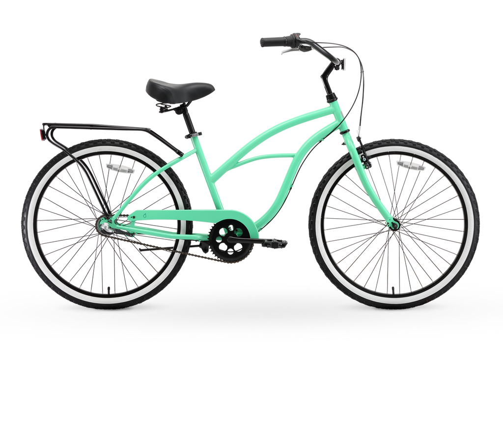 sixthreezero Around the Block Women's 24" 3 Speed Beach Cruiser Bicycle with Rear Rack