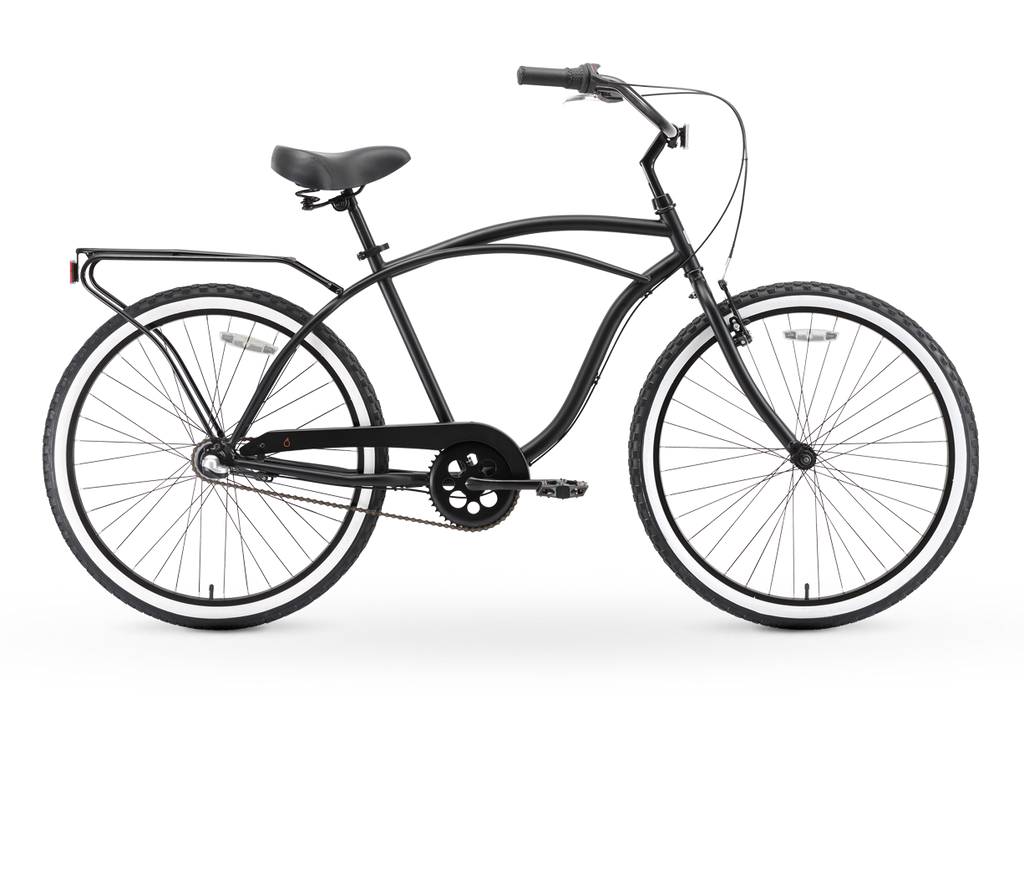 sixthreezero Around the Block Men's 24" 3 Speed Beach Cruiser Bicycle with Rear Rack
