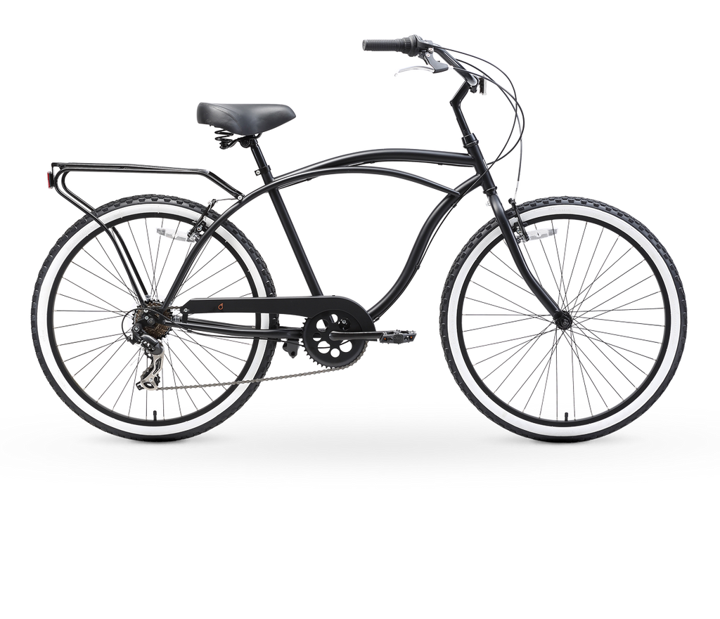 sixthreezero Around the Block Men's 24" 7 Speed Beach Cruiser Bicycle with Rear Rack