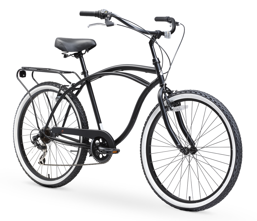 sixthreezero Around the Block Men's 24" 7 Speed Beach Cruiser Bicycle with Rear Rack