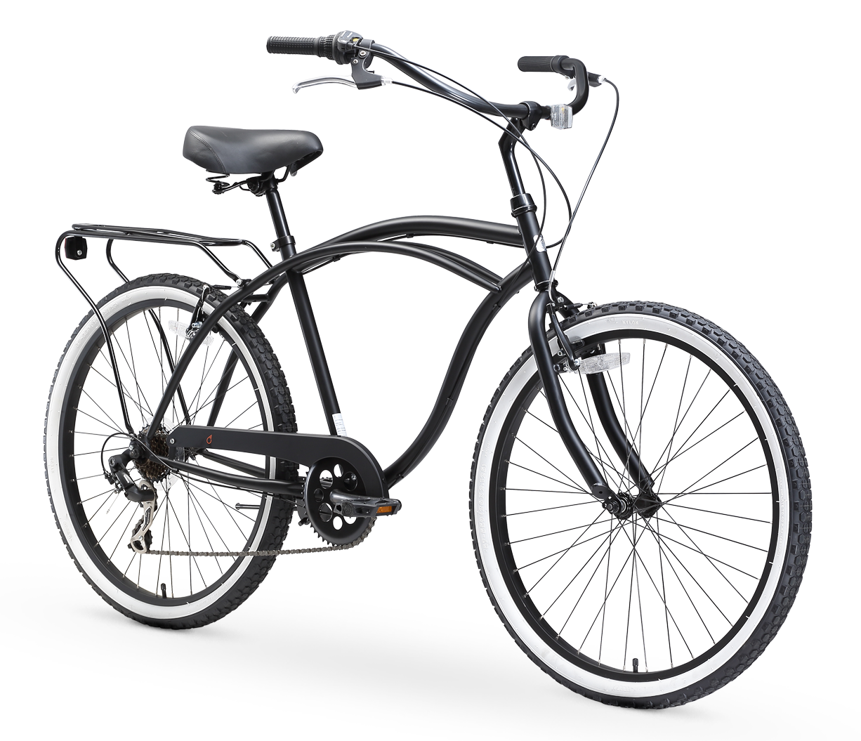 sixthreezero Around the Block Men's 24" 7 Speed Beach Cruiser Bicycle with Rear Rack