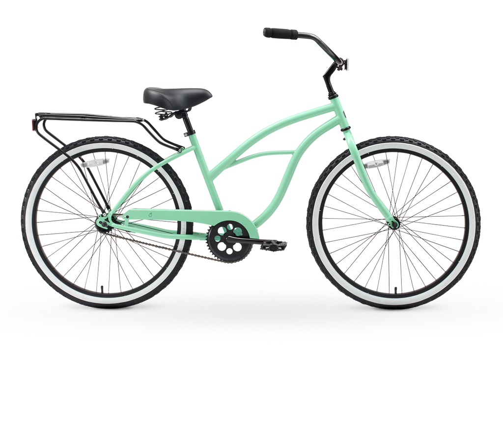 sixthreezero Around the Block Women's 24" Single Speed Beach Cruiser Bicycle with Rear Rack