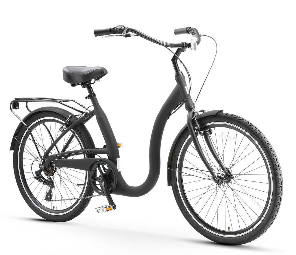 sixthreezero Simple Step-Thru Men's 7-Speed Bicycle, Matte Black