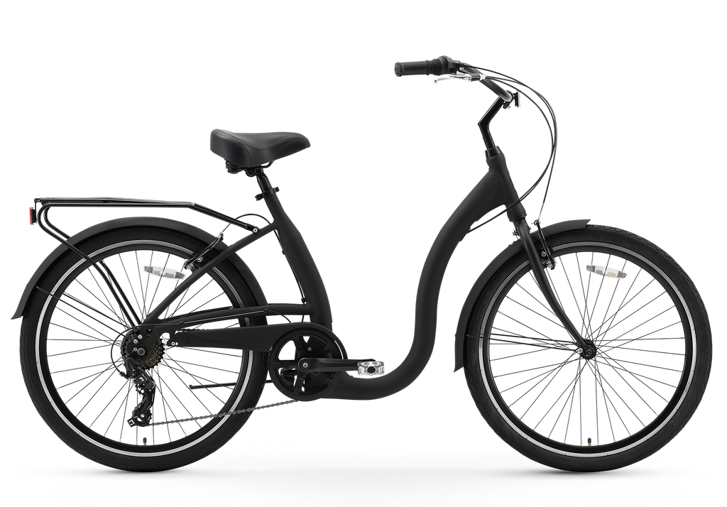 sixthreezero Simple Step-Thru Men's 7-Speed Bicycle, Matte Black