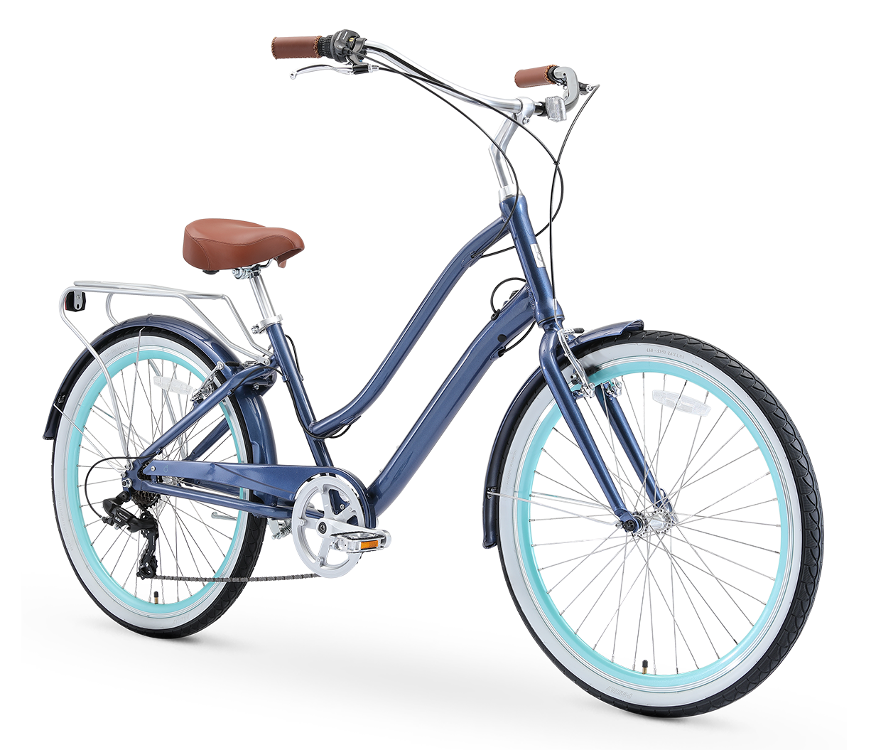 sixthreezero EVRYjourney Women's w/ Integrated Lock 26" 7-Speed Step-Through Touring Hybrid Bicycle