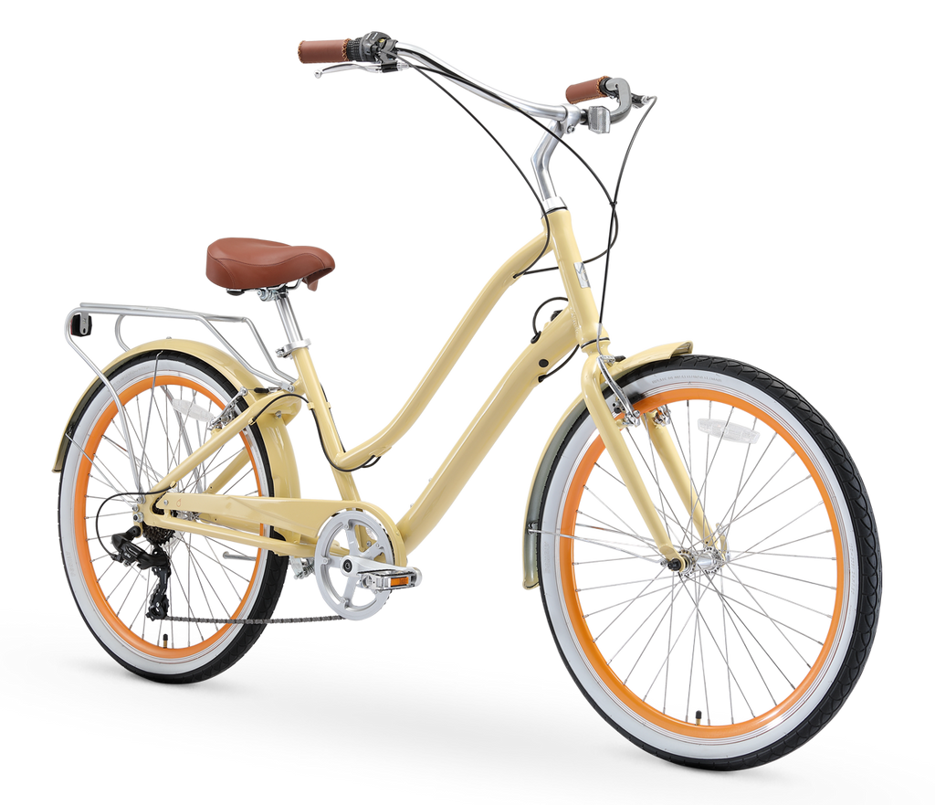 sixthreezero EVRYjourney Women's w/ Integrated Lock 26" 7-Speed Step-Through Touring Hybrid Bicycle