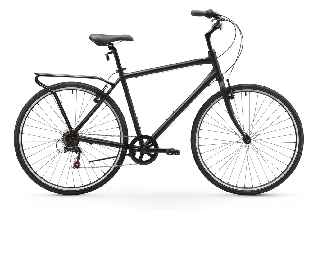 sixthreezero Explore Your Range Men's 7 Speed Commuter Hybrid Bike, Matte Black