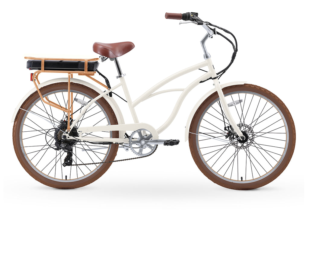 sixthreezero Around the Block Women's NEW 26" 500W 7-Speed Beach Cruiser Bicycle with Rear Rack