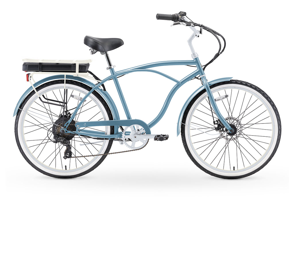 sixthreezero Around the Block Men's NEW 26" 500W 7-Speed Beach Cruiser Bicycle with Rear Rack