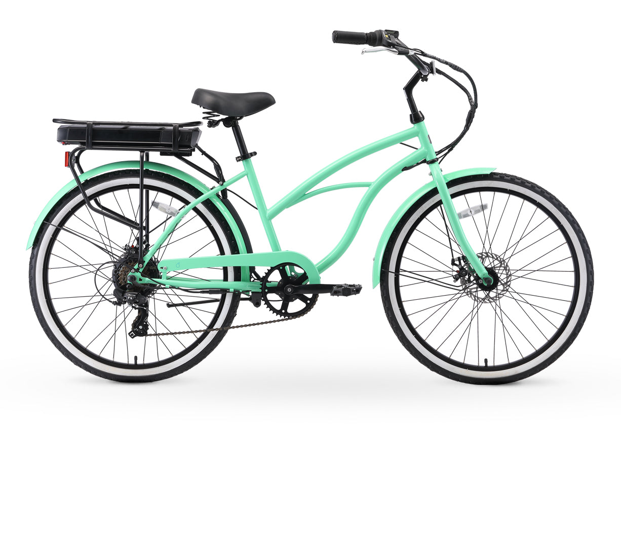 sixthreezero Around the Block Women's 26" 500W 7 Speed Electric Beach Cruiser Bicycle