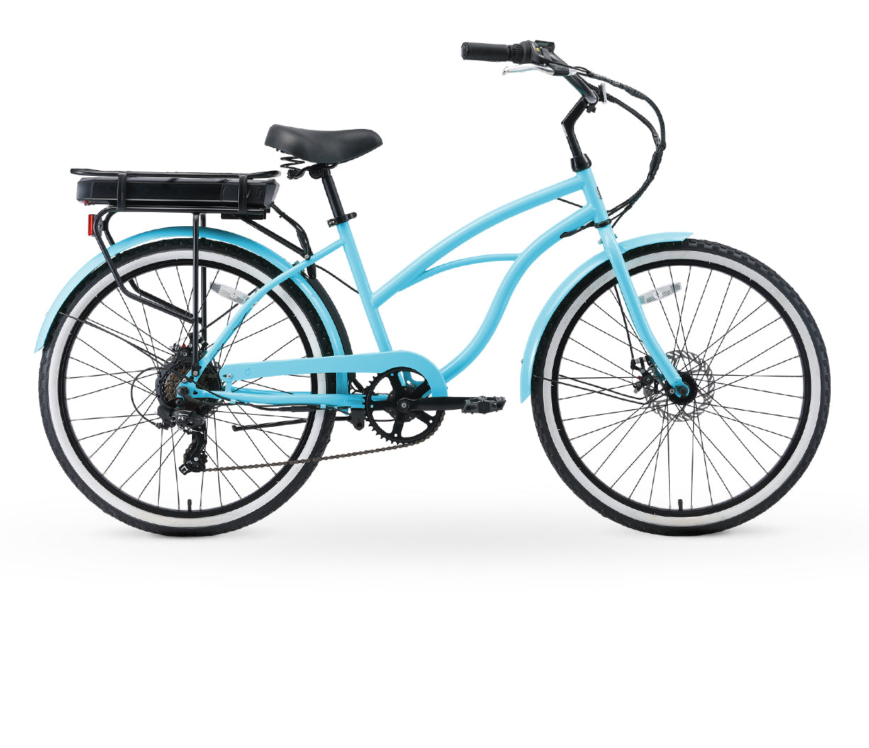 sixthreezero Around the Block Women's 26" 250W 7 Speed Electric Beach Cruiser Bicycle