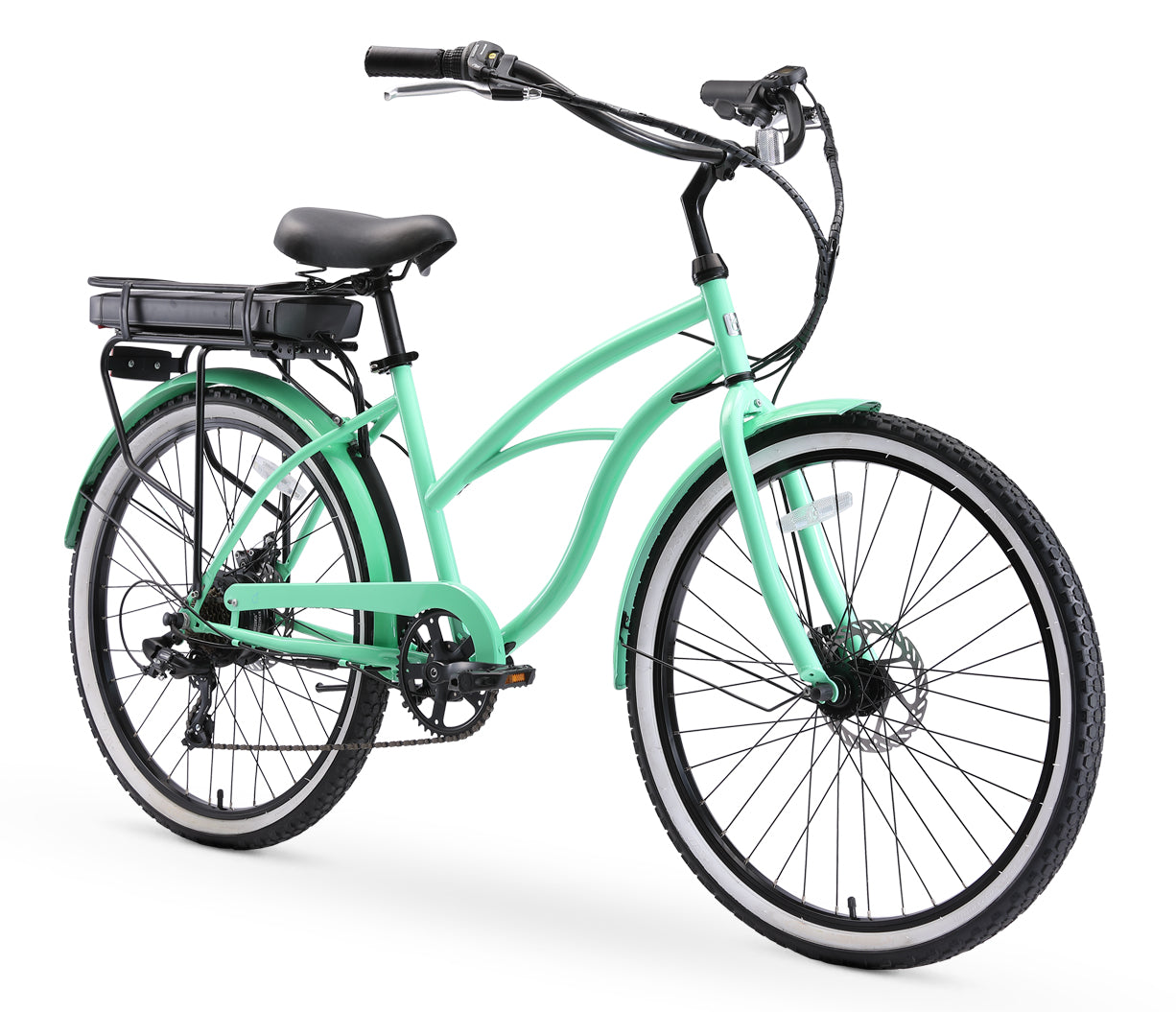 sixthreezero Around the Block Women's 26" 250W 7 Speed Electric Beach Cruiser Bicycle