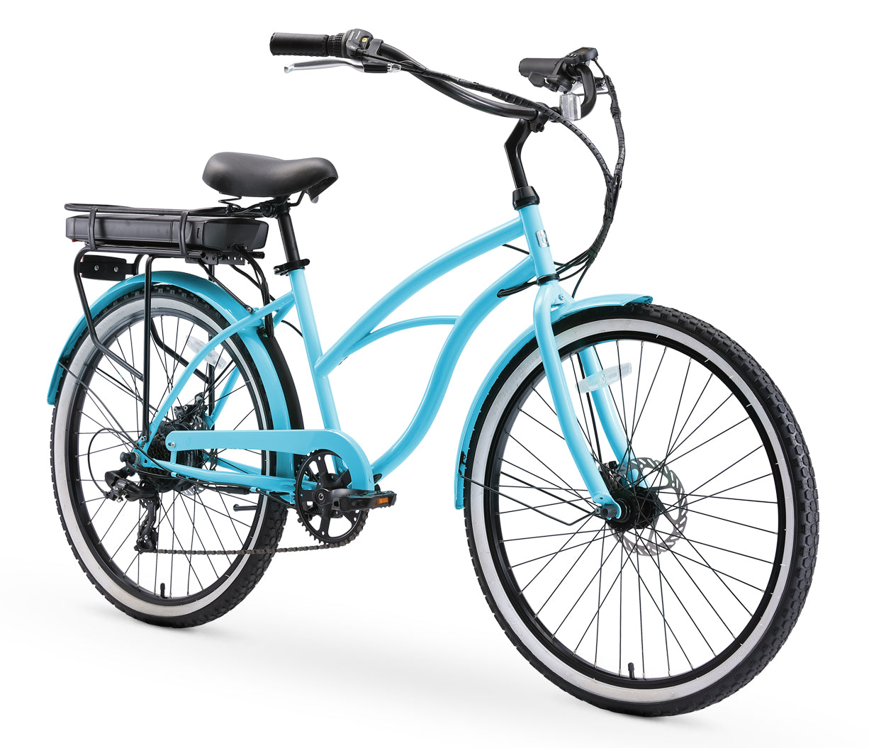 sixthreezero Around the Block Women's 26" 250W 7 Speed Electric Beach Cruiser Bicycle