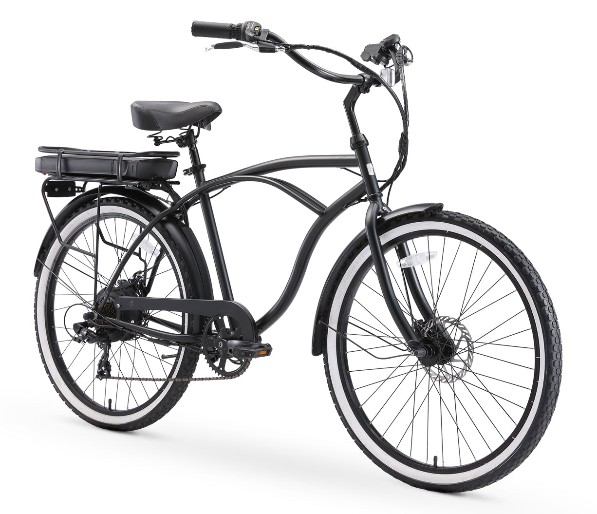 sixthreezero Around the Block Men's 26" 500W 7 Speed Electric Beach Cruiser Bicycle