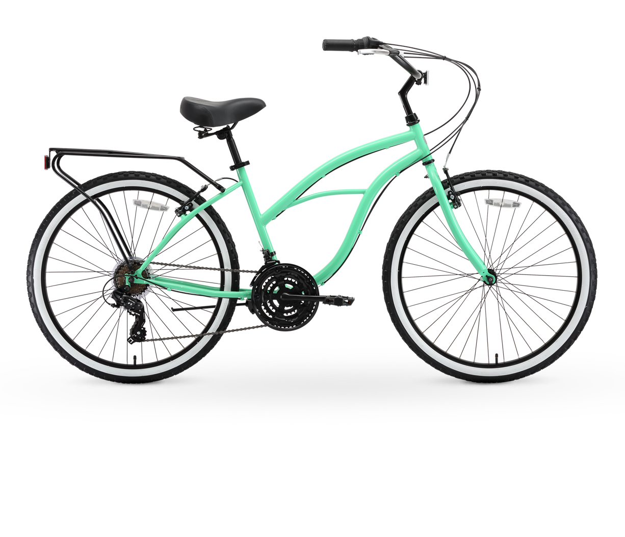 sixthreezero Around the Block Women's 24" 21 Speed Beach Cruiser Bicycle with Rear Rack