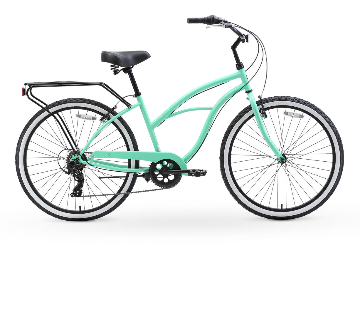 sixthreezero Around the Block Women's 24" Seven Speed Beach Cruiser Bicycle with Rear Rack