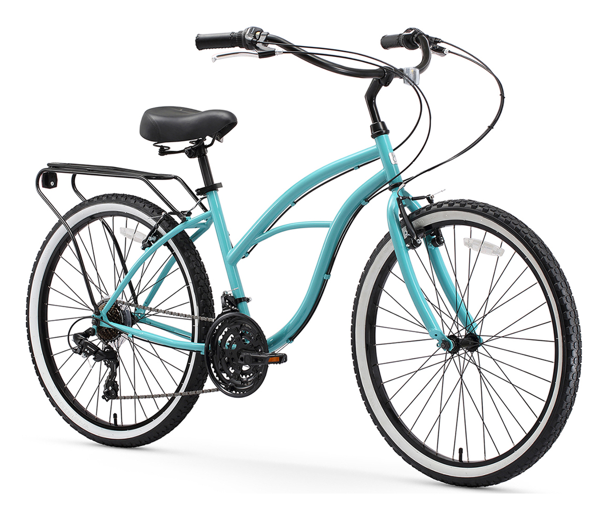 sixthreezero Around the Block Women's 24" 21 Speed Beach Cruiser Bicycle with Rear Rack