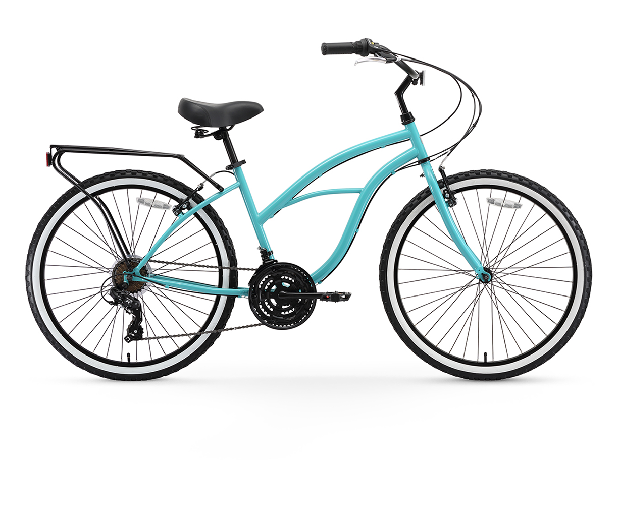 sixthreezero Around the Block Women's 24" 21 Speed Beach Cruiser Bicycle with Rear Rack