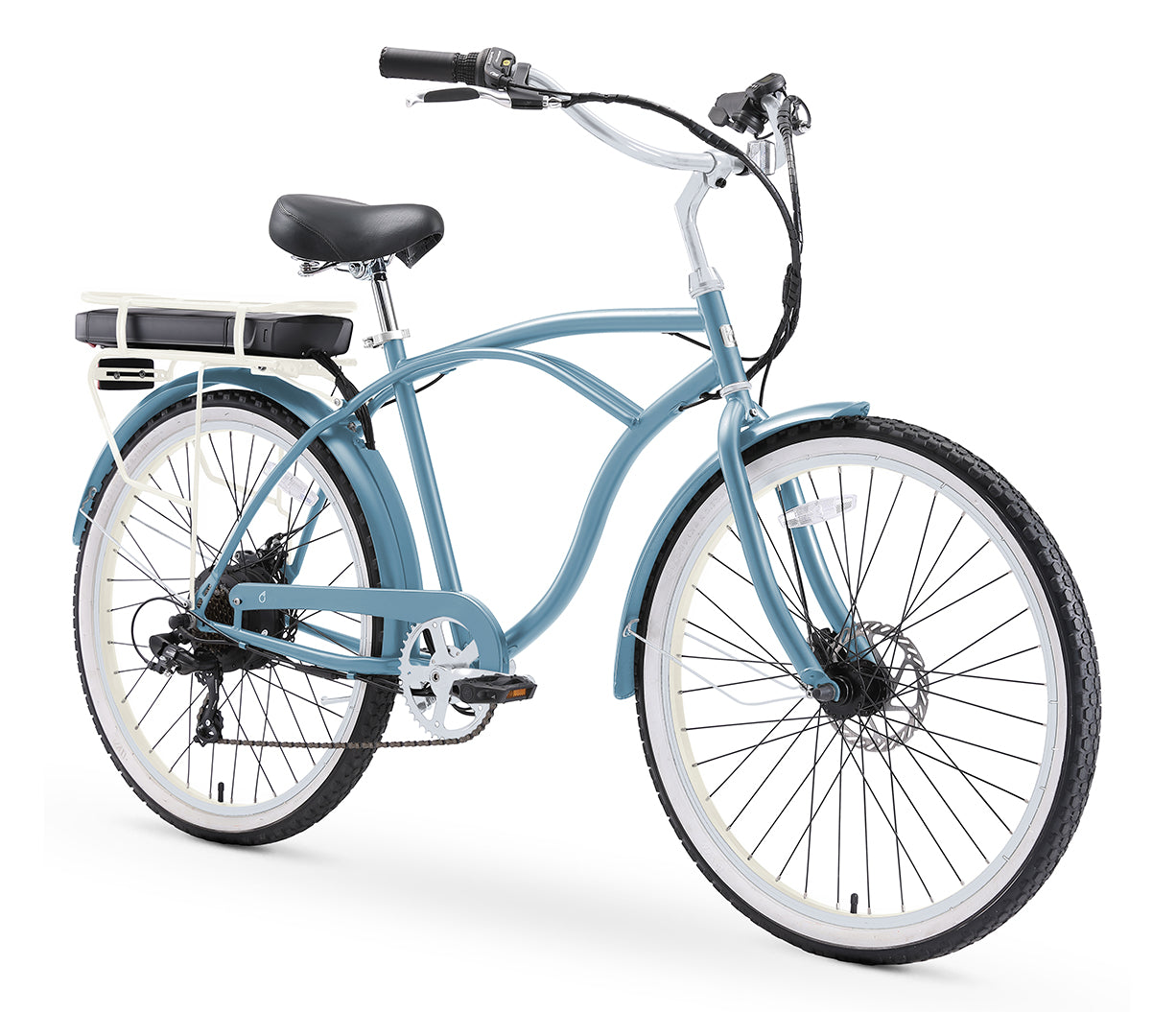 sixthreezero Around the Block Men's NEW 26" 500W 7-Speed Beach Cruiser Bicycle with Rear Rack