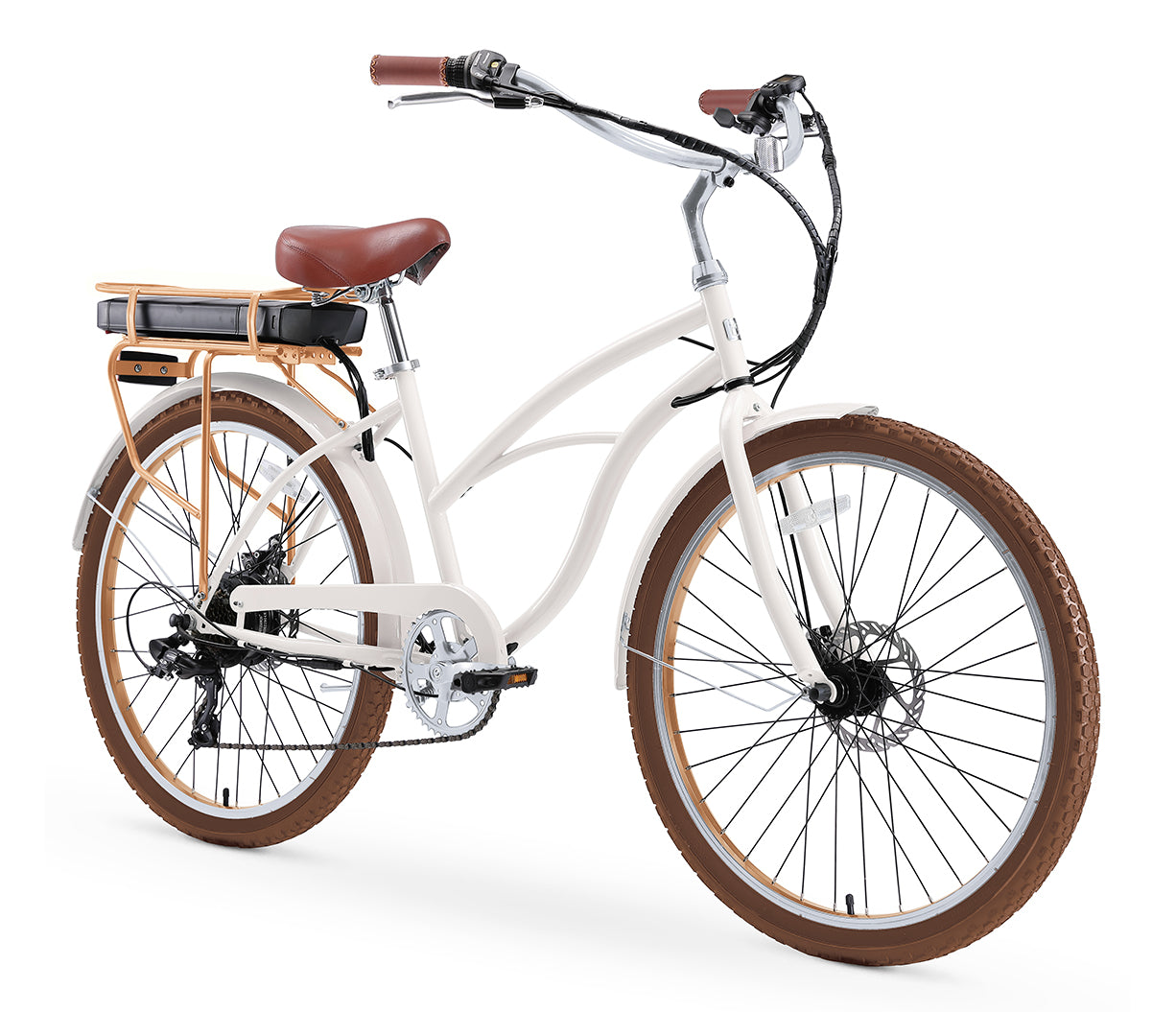 sixthreezero Around the Block Women's NEW 26" 500W 7-Speed Beach Cruiser Bicycle with Rear Rack