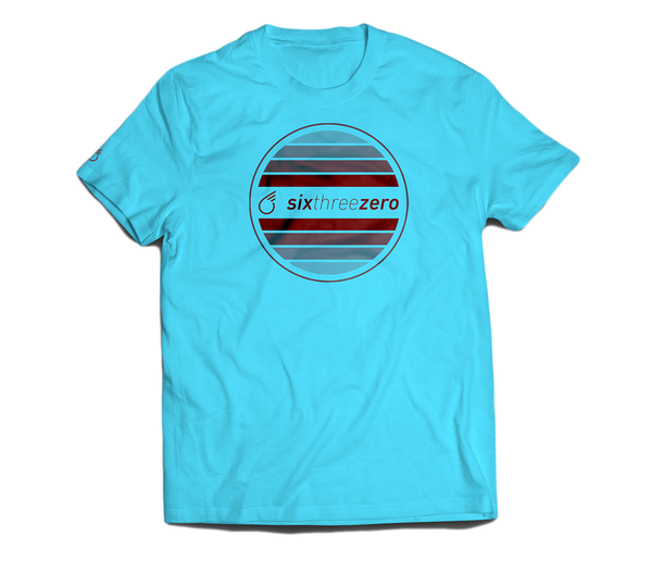 sixthreezero EVRYjourney Premium Short Sleeve Crew Horizon Blue Burgundy 100% Cotton Unisex Shirt