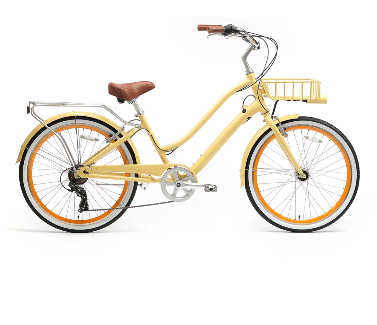 sixthreezero EVRYjourney Deluxe Women's 26" 7-Speed Touring Hybrid Bicycle w/ Integrated Lock, Basket, Light