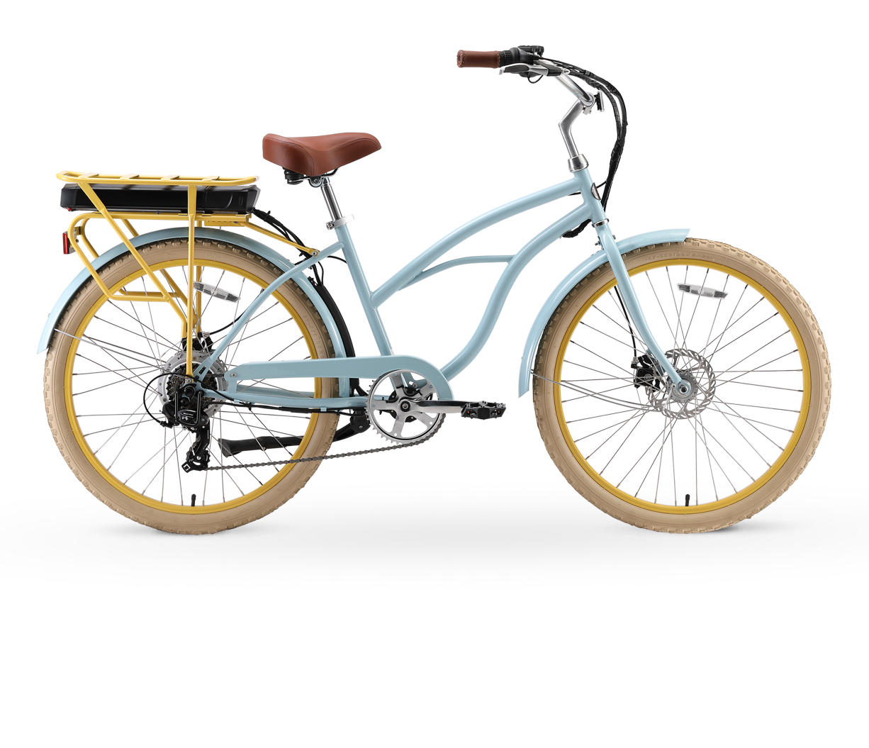 sixthreezero Around the Block Women's NEW 26" 500W 7-Speed Beach Cruiser Bicycle with Rear Rack