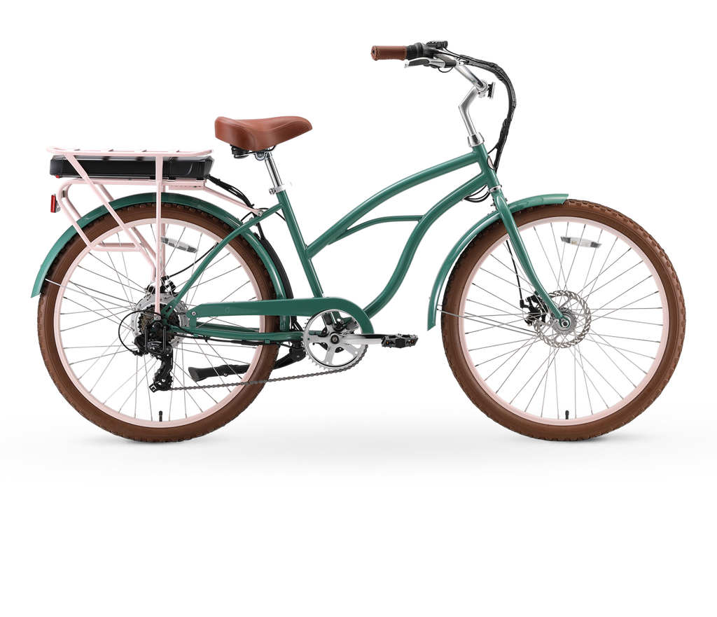 sixthreezero Around the Block Women's NEW 26" 500W 7-Speed Beach Cruiser Bicycle with Rear Rack
