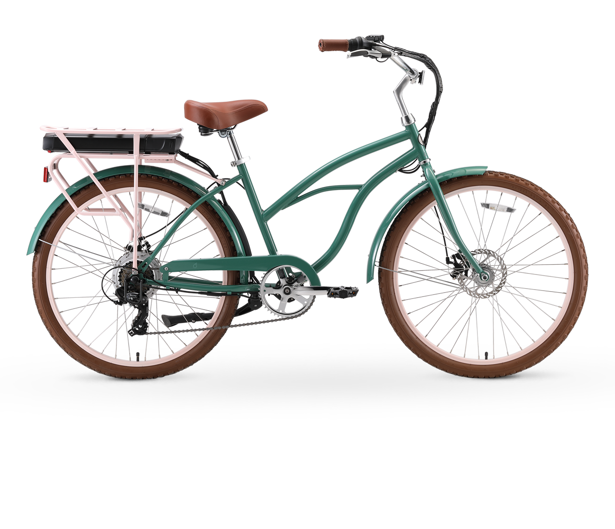sixthreezero Around the Block Women's NEW 26" 500W 7-Speed Beach Cruiser Bicycle with Rear Rack