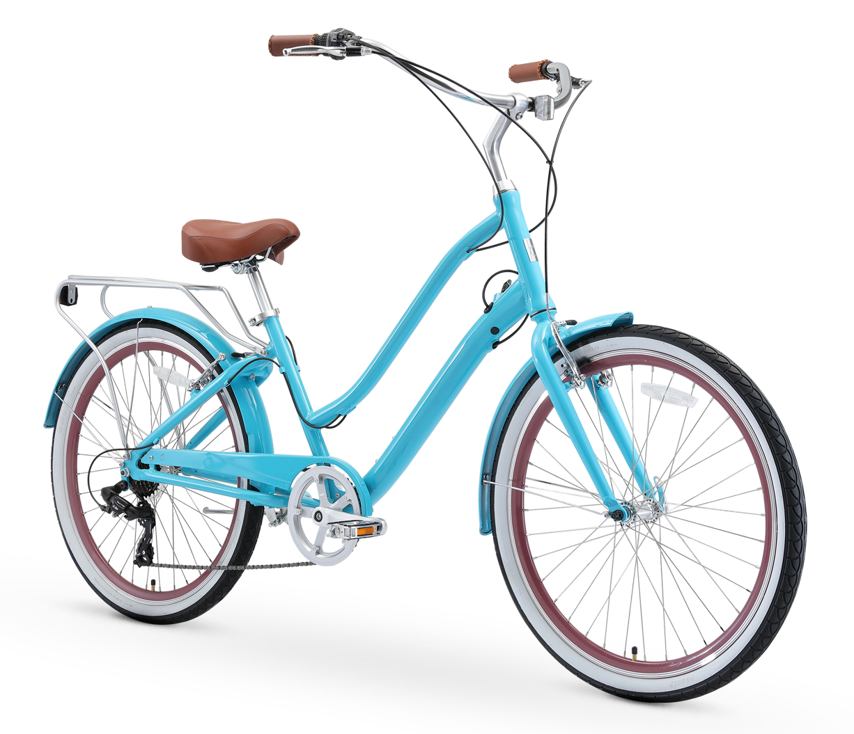 sixthreezero EVRYjourney Women's w/ Integrated Lock 26" 7-Speed Step-Through Touring Hybrid Bicycle
