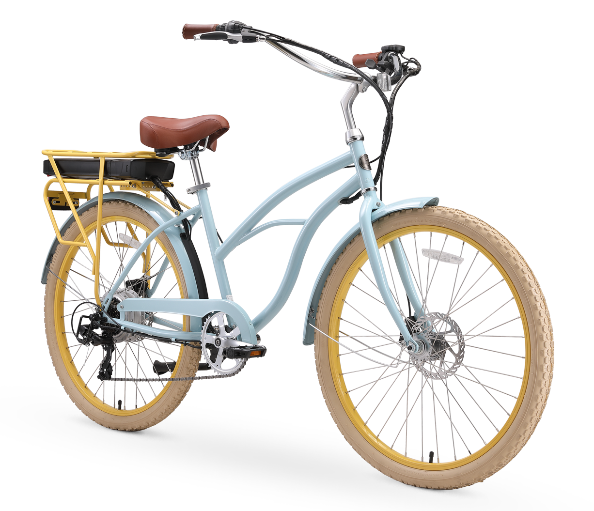 sixthreezero Around the Block Women's NEW 26" 500W 7-Speed Beach Cruiser Bicycle with Rear Rack