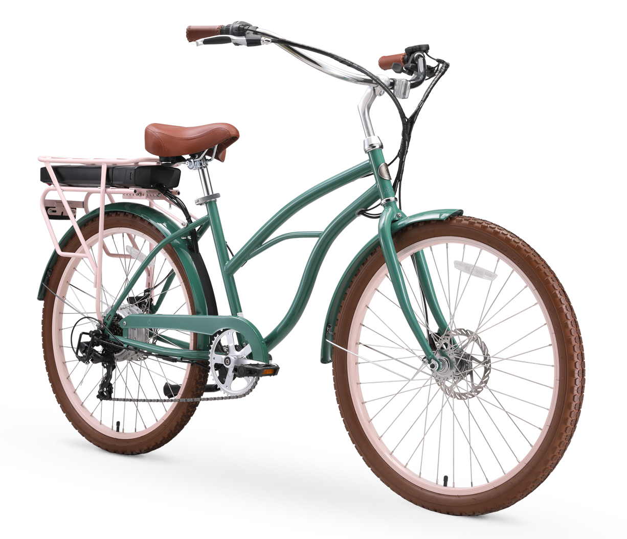 sixthreezero Around the Block Women's NEW 26" 500W 7-Speed Beach Cruiser Bicycle with Rear Rack