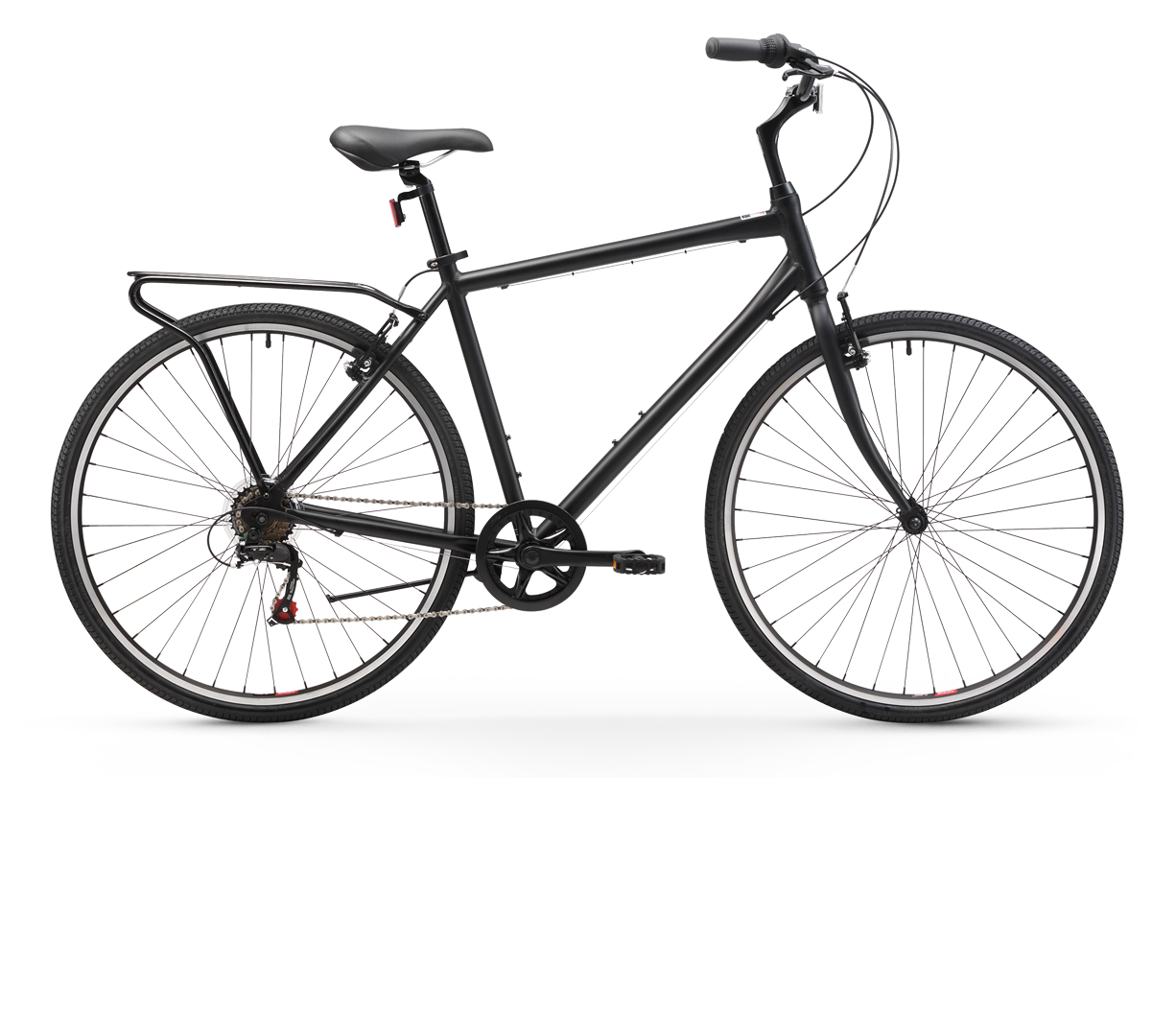 sixthreezero Explore Your Range Men's 7 Speed Commuter Hybrid Bike, Matte Black