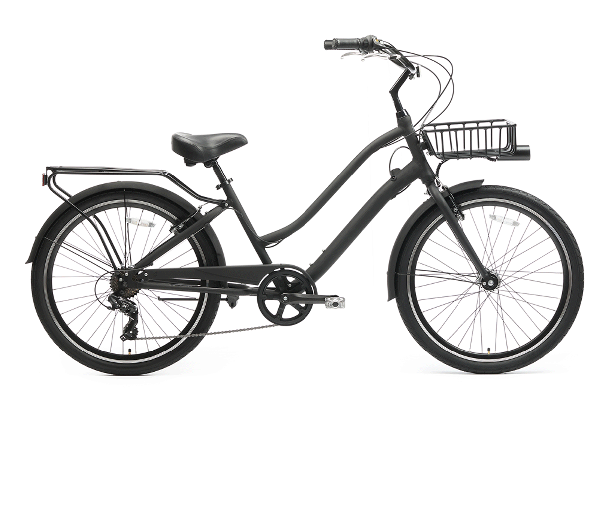 sixthreezero EVRYjourney Deluxe Men's 26" 7 Speed Hybrid Cruiser Bicycle w/ Integrated Lock, Basket, Light