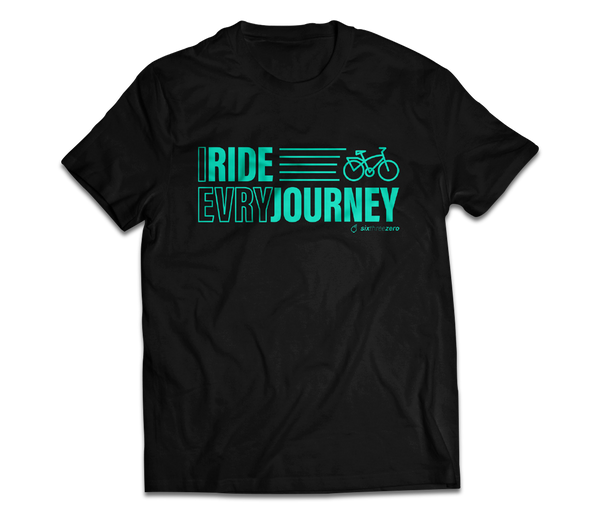 sixthreezero EVRYjourney Premium Short Sleeve Crew Black Beauty Mint 100% Cotton Unisex Shirt